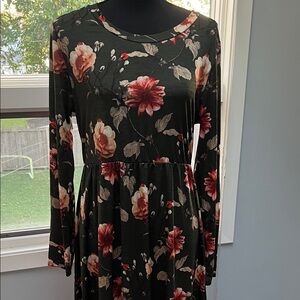 West Kei Green Floral Long Sleeve Maxi Dress XL